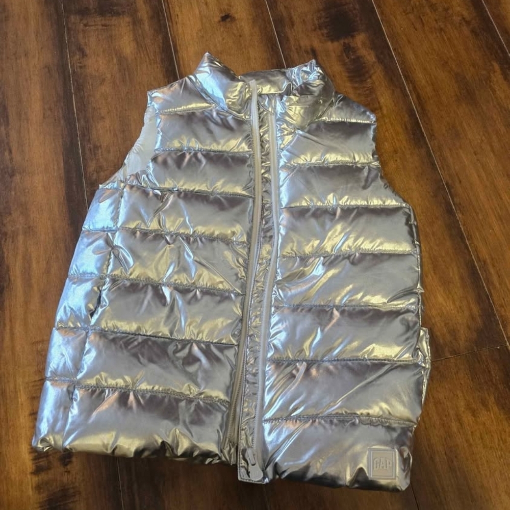 GAP Metallic Silver Puffer Jacket